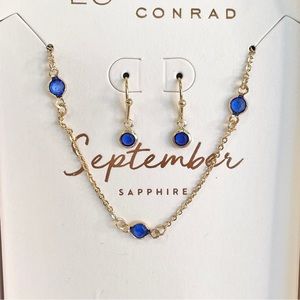NWT LC Lauren Conrad September, gold and blue 50% recycled metal Jewelry set